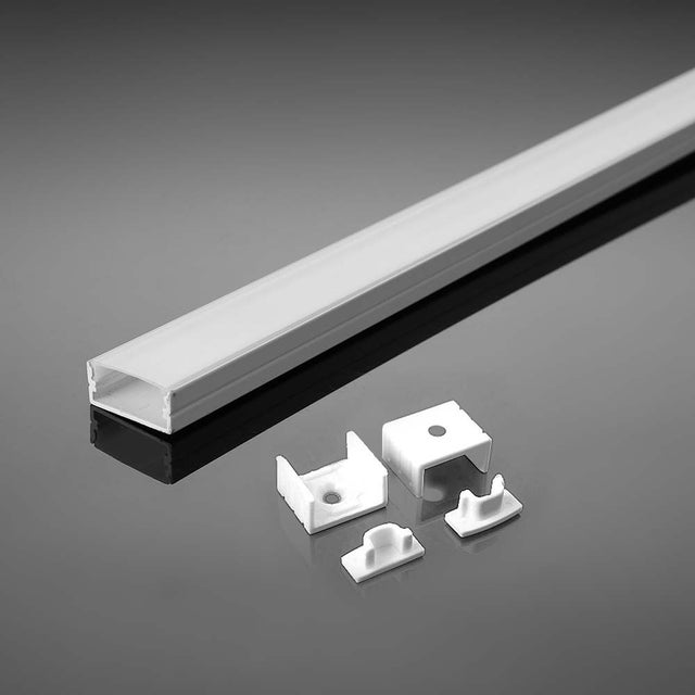Perfil de aluminio blanco para tira de LED (L mà¡x.: 12,4 mm) 2000 x 17,4 x 7 mm