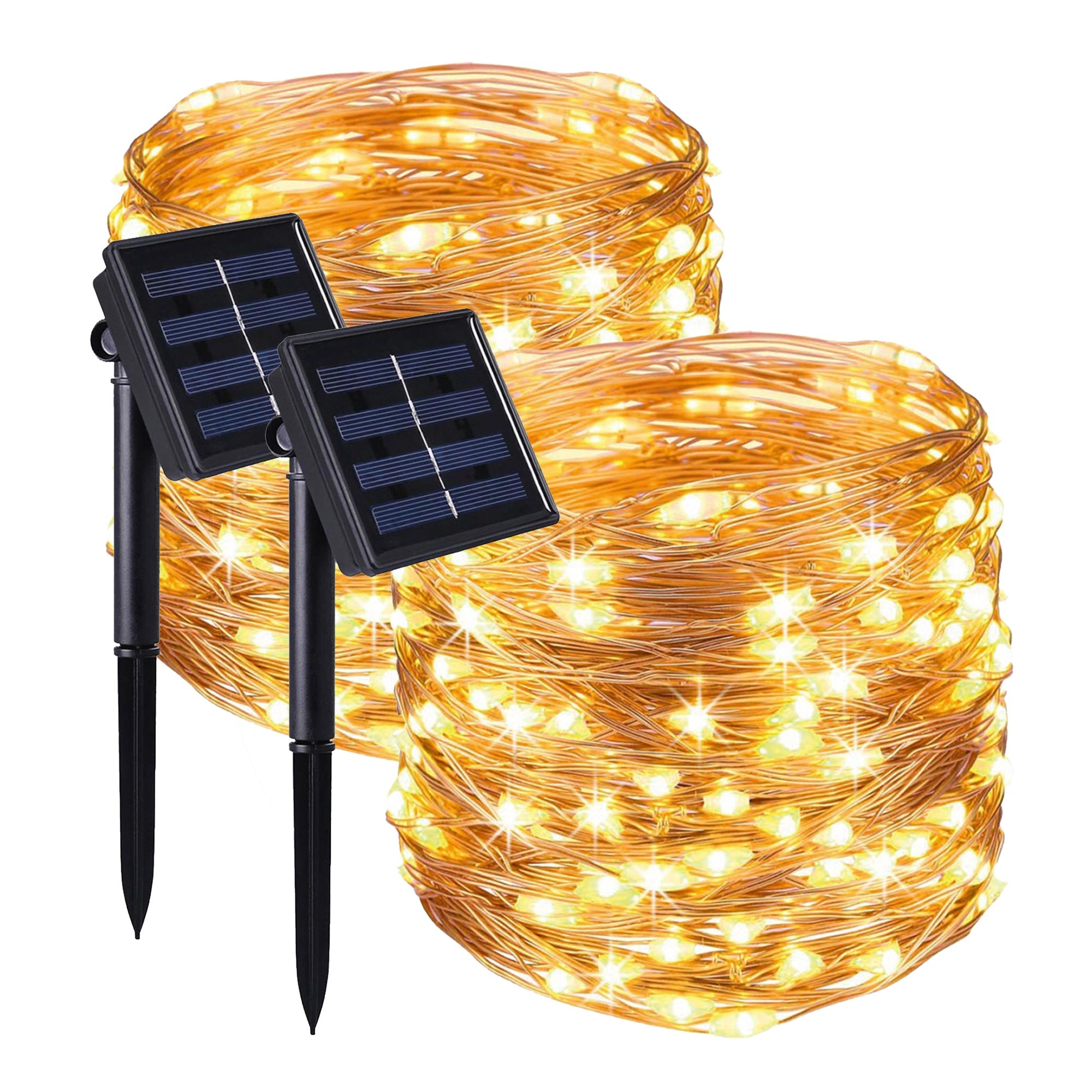 2 cienkie lampki solarne SKINNY 100 LED o długości 11,5 m