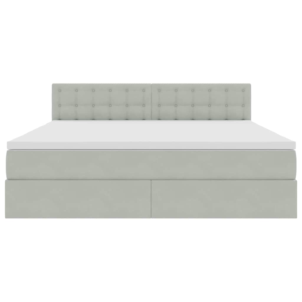 Lit de rangement avec matelas gris clair 160 x 200 cm velours - 7