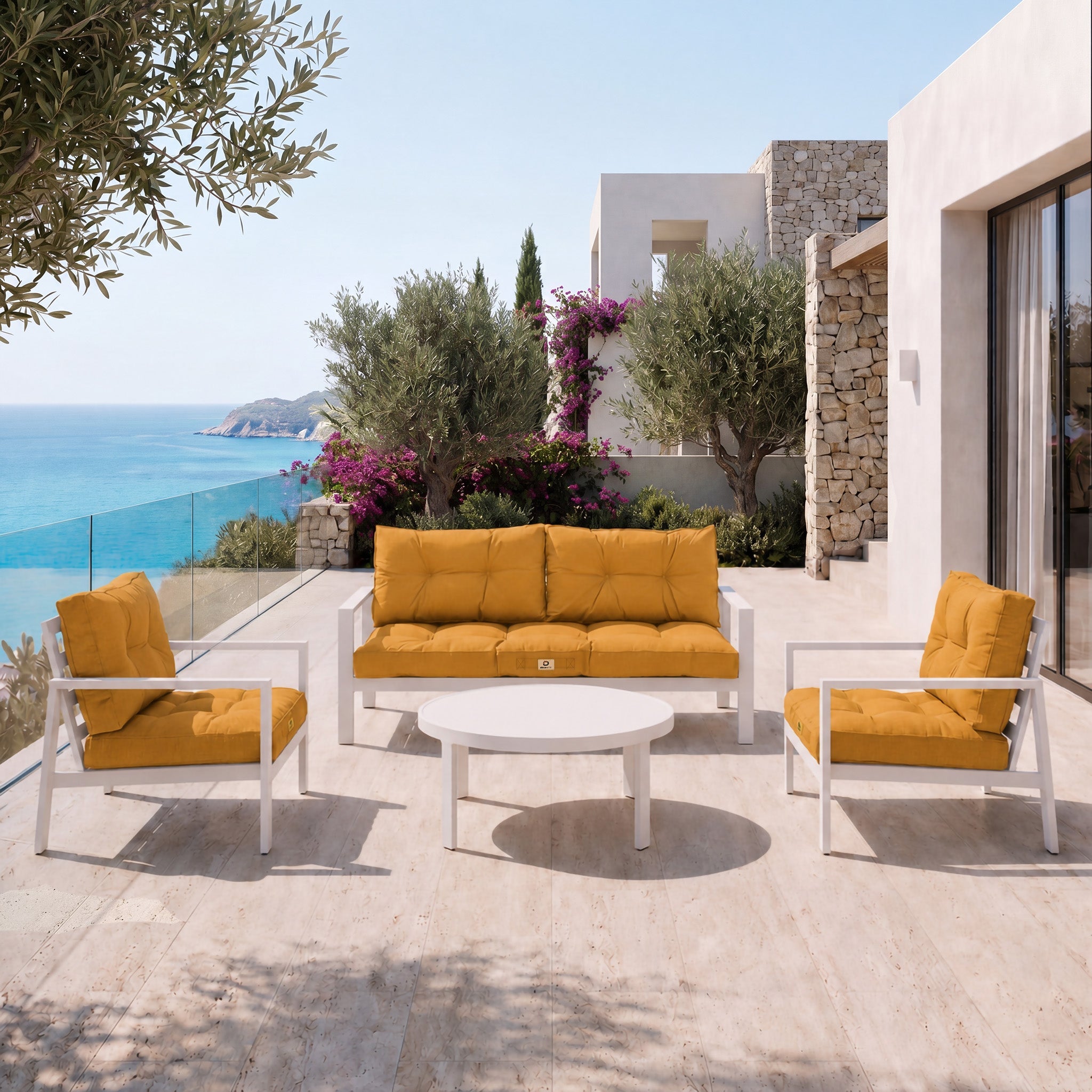 Coussins pour salon de jardin capitonné 100x50cm jaune - 6