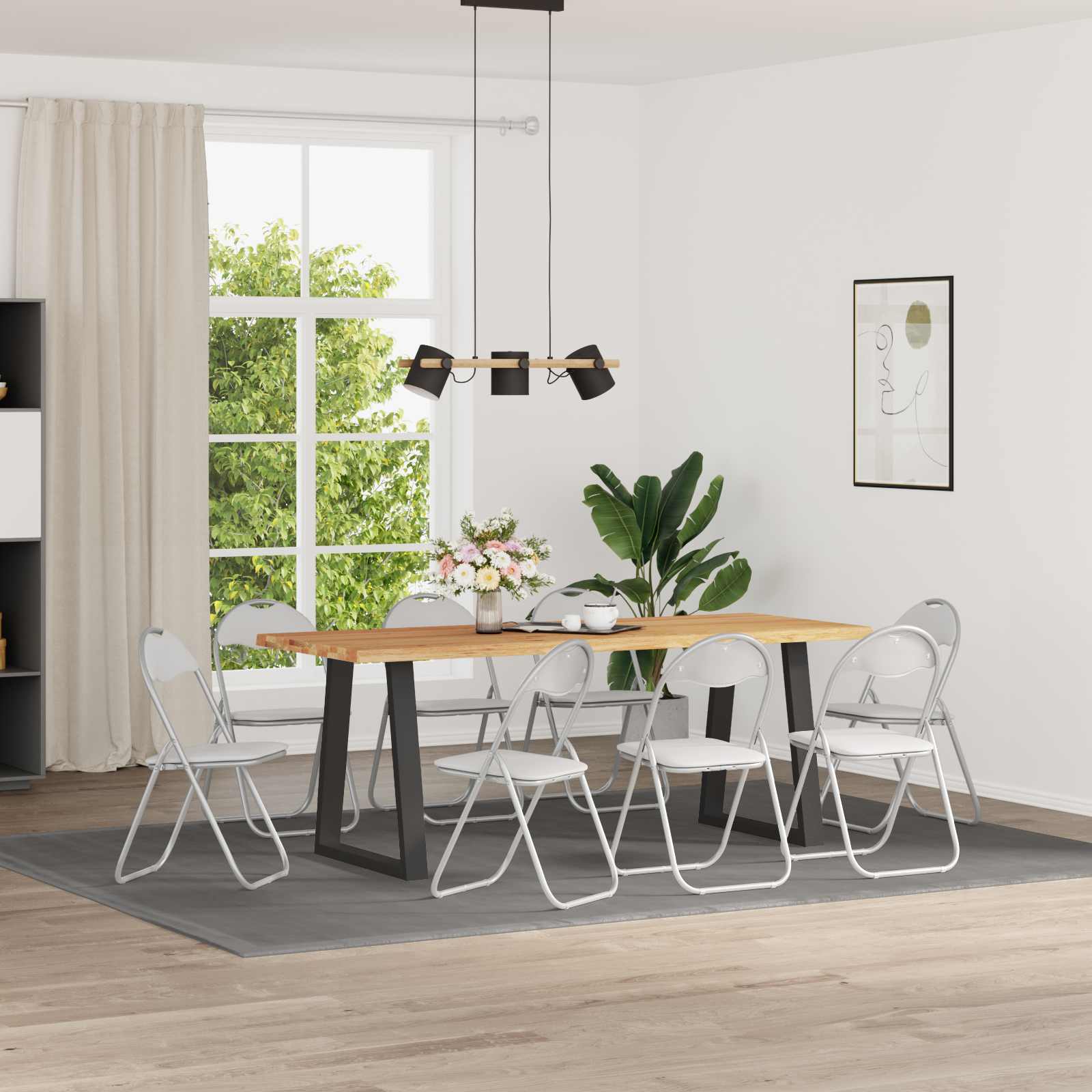 Silla plegable 8 pcs y gris 48 x 43,5 x 81 cm cuero sintético vidaxl