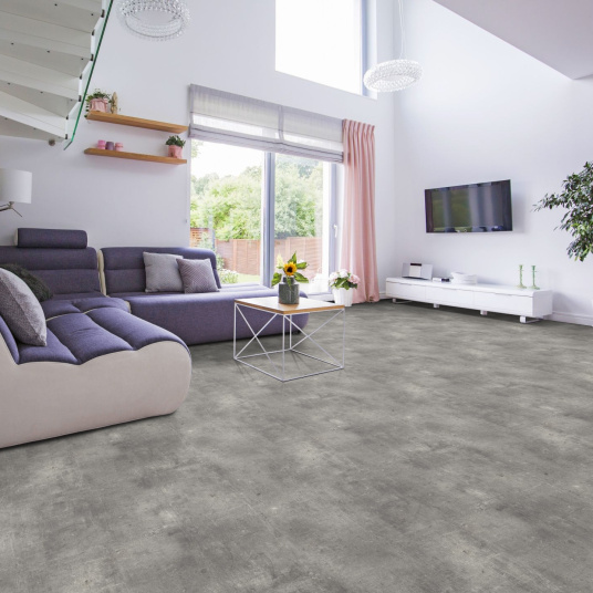 Sol PVC Textile - Aspect béton griffé gris - Rouleau de 4m x 3m - 2