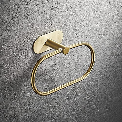 5-częściowy zestaw łazienkowy – akcesoria ze stali nierdzewnej SUS304, złote drążki i kółka na ręczniki, bez wiercenia - 4