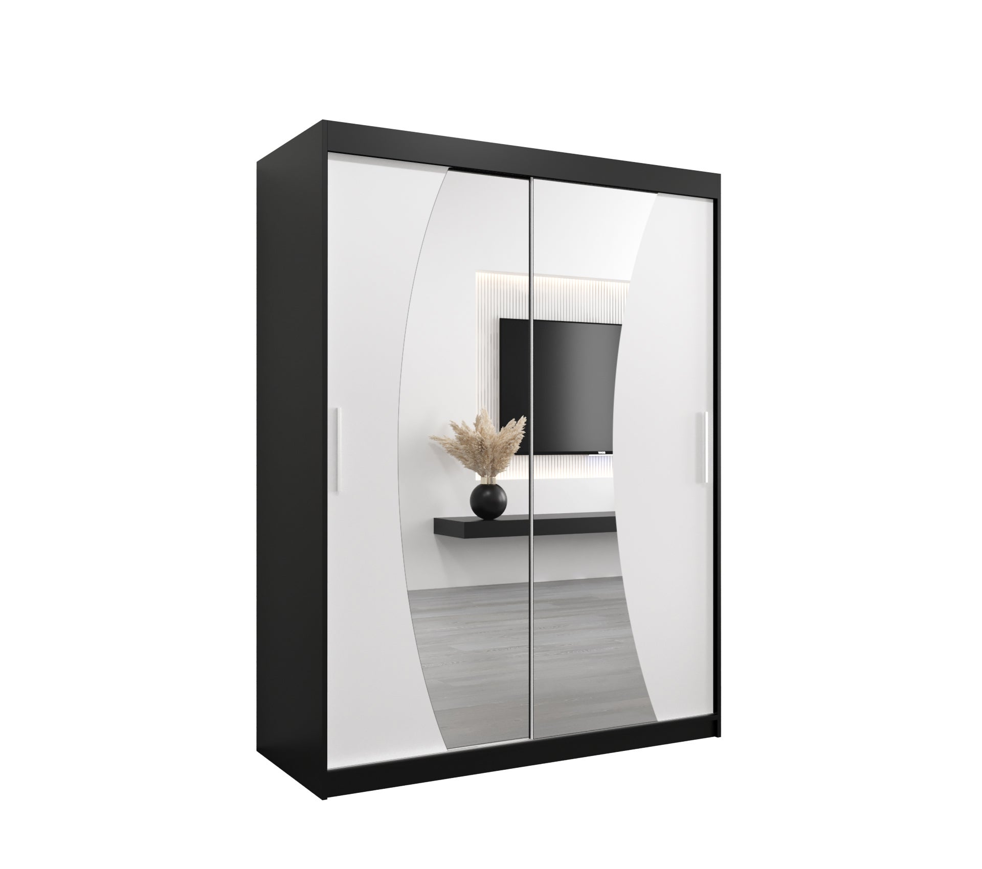 Szafa przesuwna garderoba WAVE 150 x 62 x 200 cm Czarny + Biały - Abiks Meble