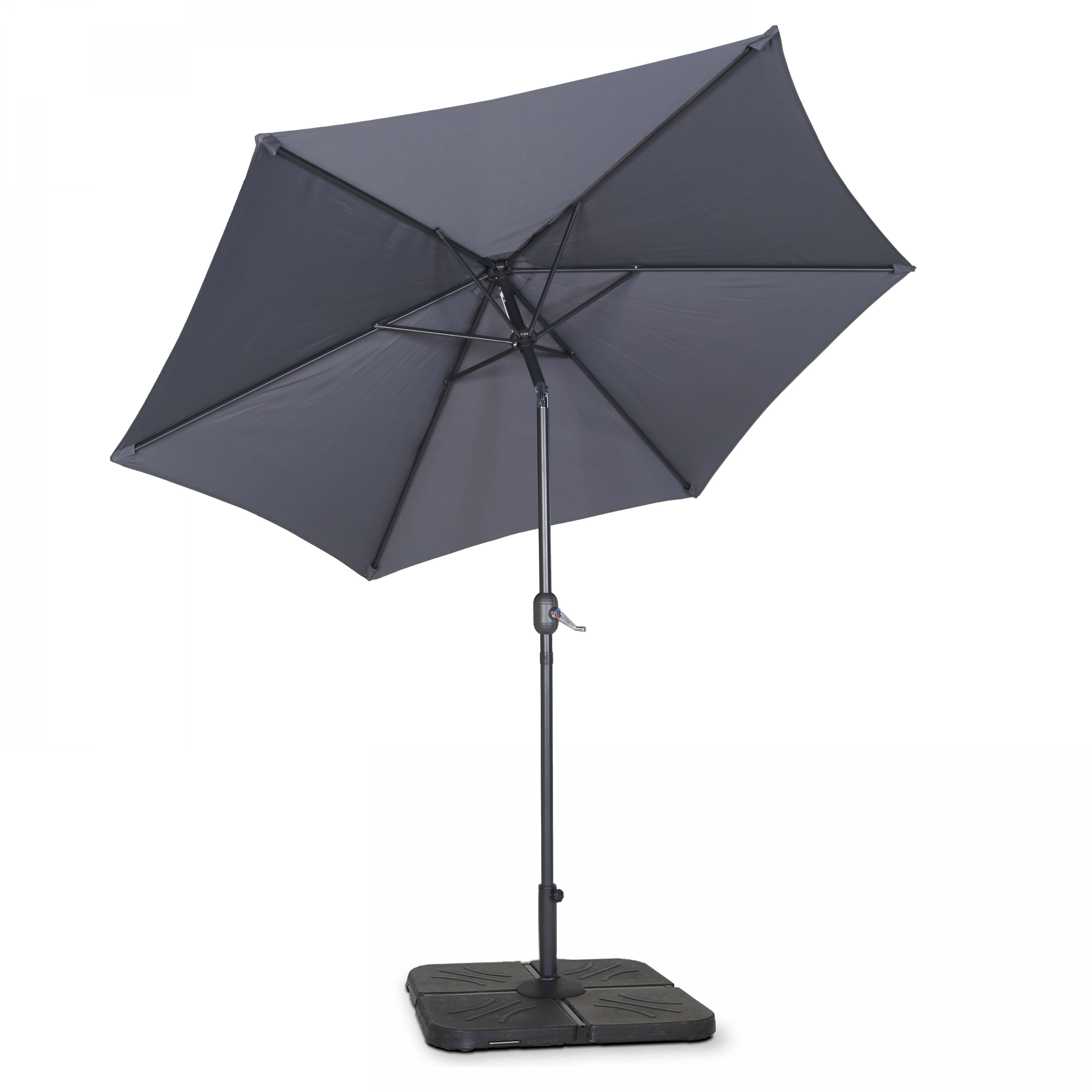Parasol droit inclinable 3m et 4 dalles à lester remplissables gris - 3