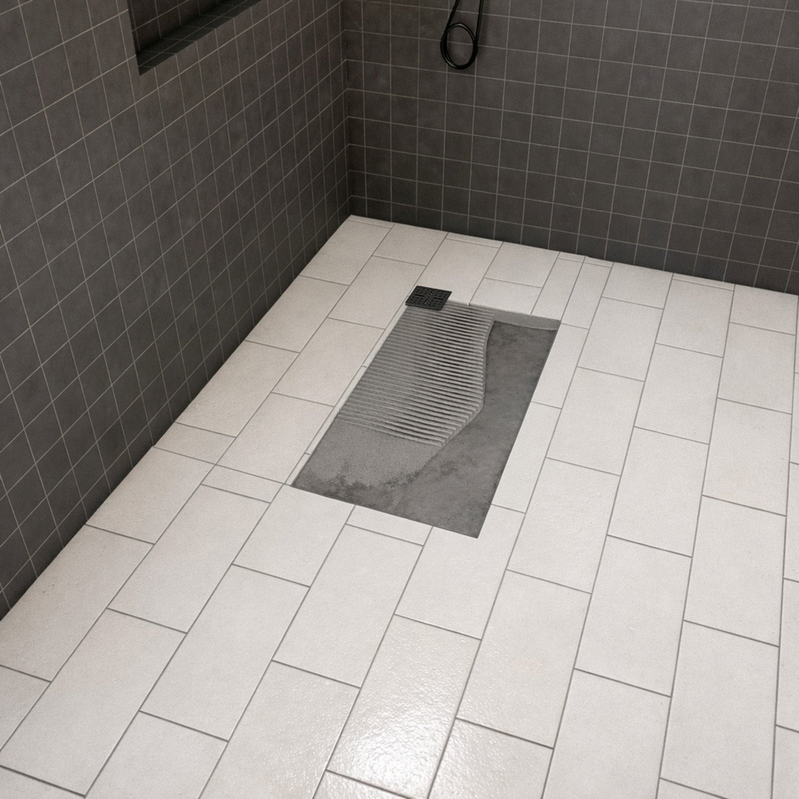 Receveur de Douche à Carreler 120x90cm avec Bonde à Sortie Verticale - Grille Noire - 9