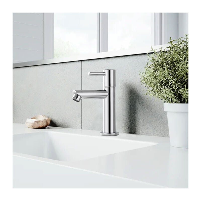 Kran do zimnej wody, bateria umywalkowa do umywalek, kran łazienkowy z chromowanego mosiądzu, zdejmowany perlator, wysoka jakość