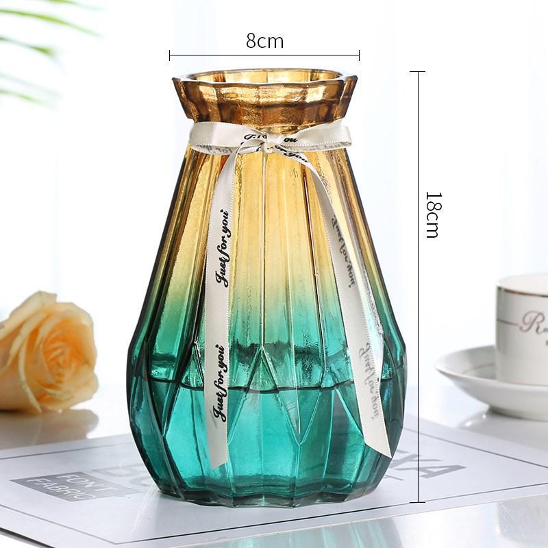 Vase Verre Dégradé Géométrique Multicolore - Vase Design Moderne Transparent / Violet / Vert