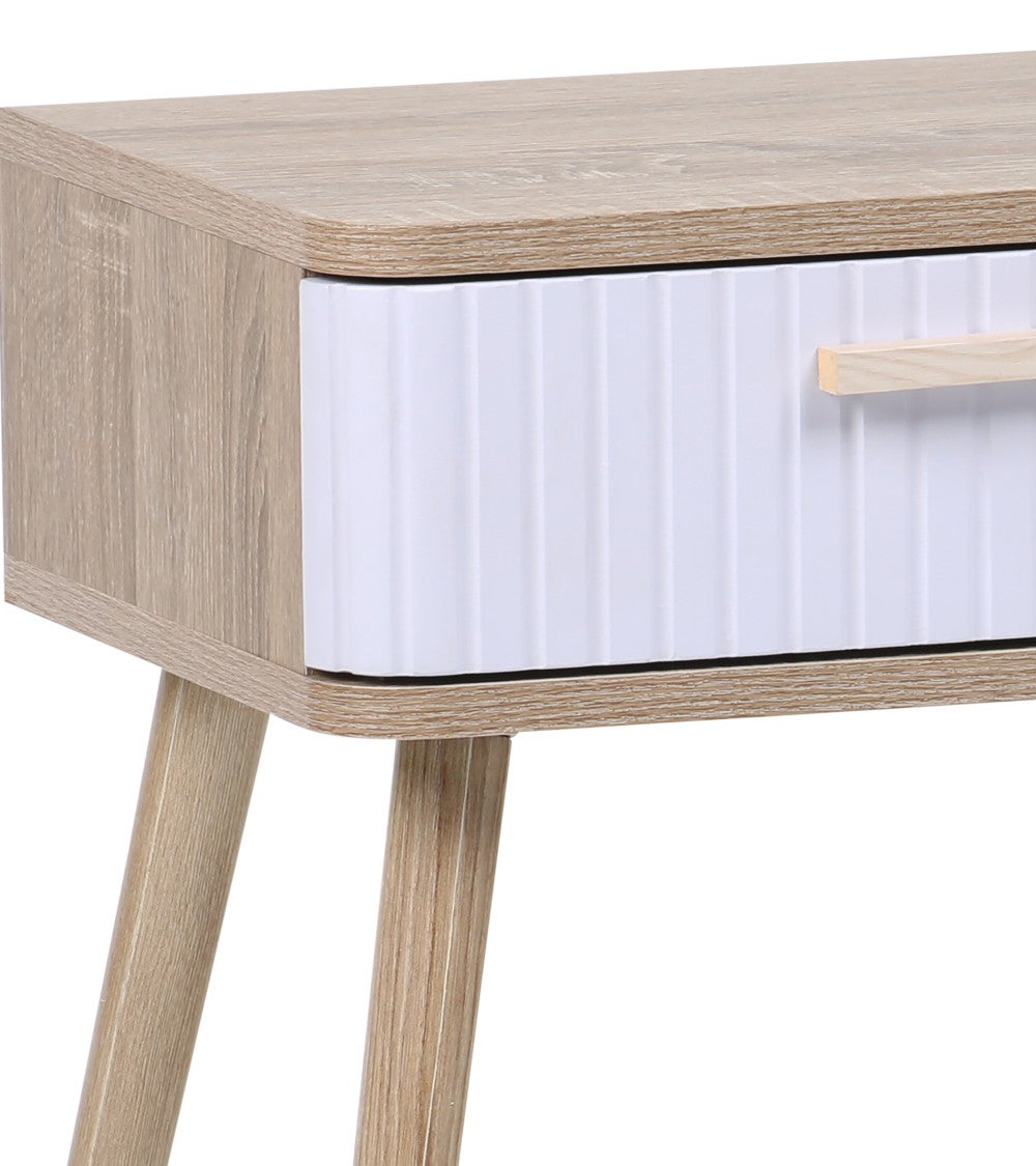 Mesita de noche TALÍA de diseño escandinavo con patas de madera y acabado roble - 4