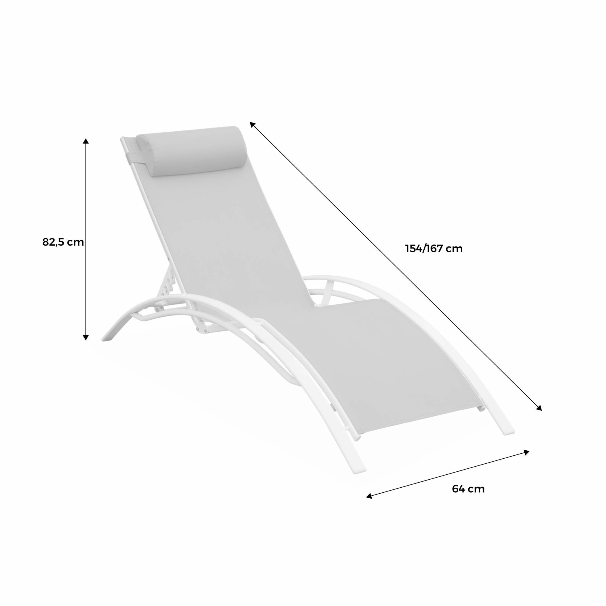 Duo de bains de soleil aluminium - Louisa Anthracite - Transats aluminium et textilène LOUISA - 7