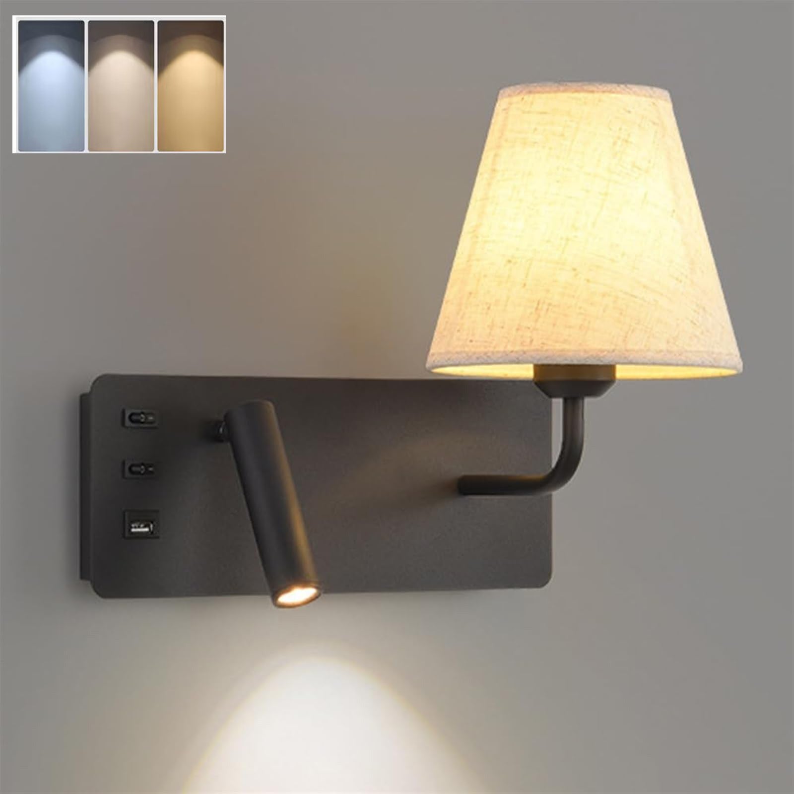 Aplique de pared led de estilo nórdico moderno con interruptor, ideal para iluminación y decoración de interiores, 3000-6000 k. casquillo e27.