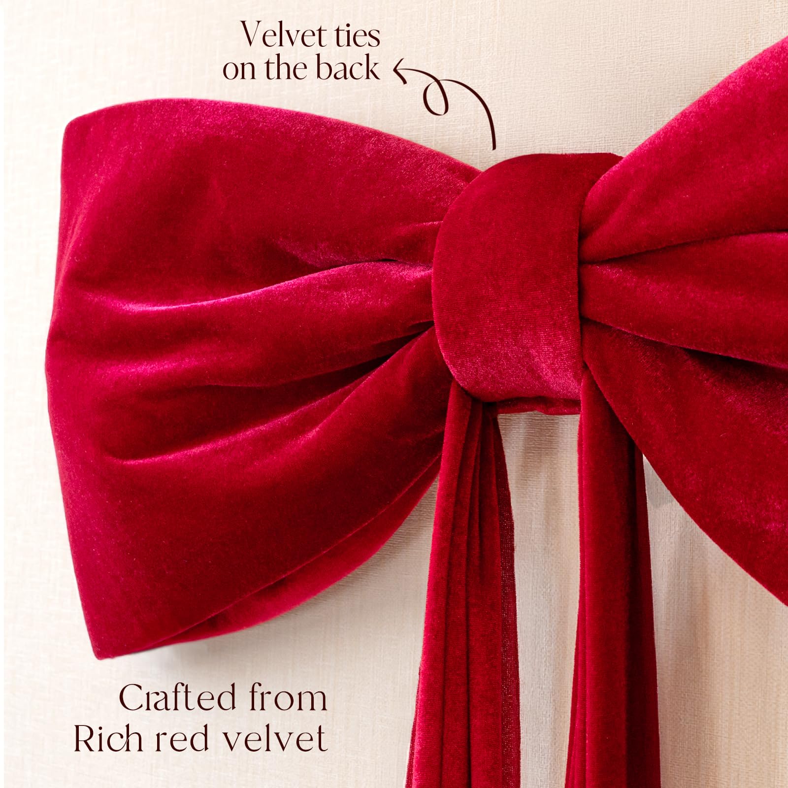 Décoration de Noël, grands nœuds de sapin de Noël, nœud en velours rouge pour décoration de sapin de Noël, mariages, fêtes, 180 cm x 50 cm - 5