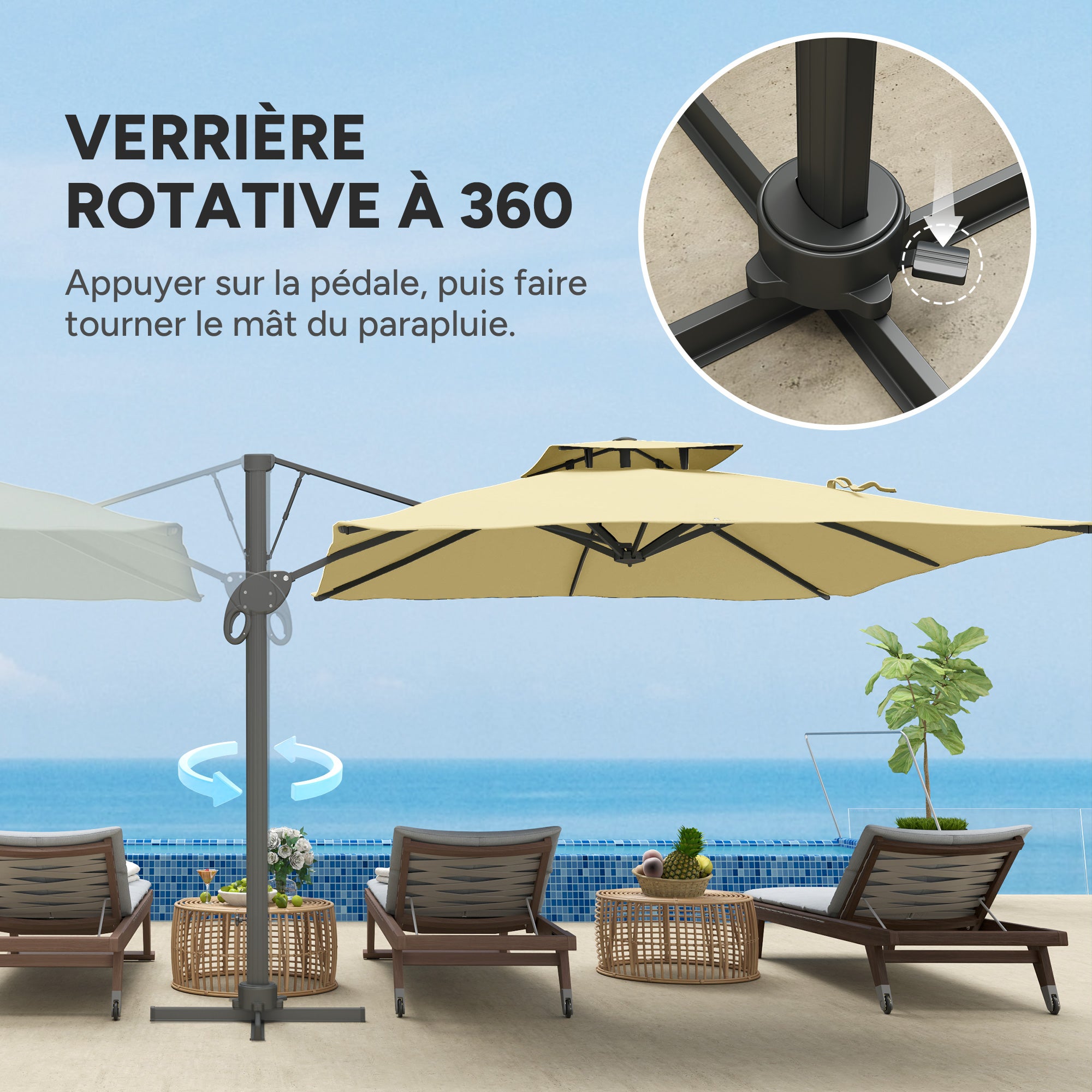 Parasol déporté Aluminium Outsunny - 5