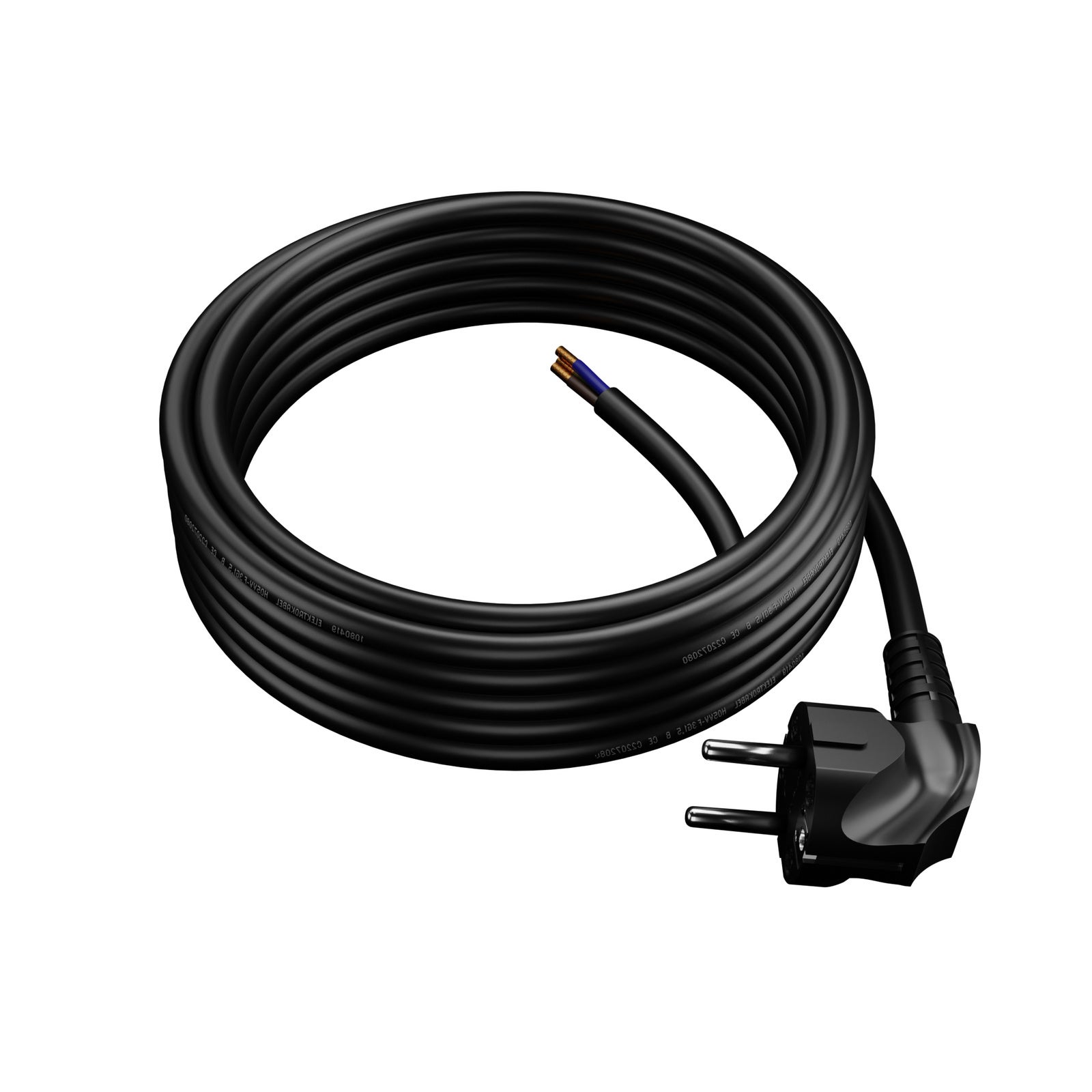 Przewód przyłączeniowy 5m z wtyczką kątową Uni-Schuko 250V 16A 3x1,5 mm² OMY PP-50 czarny W-97186