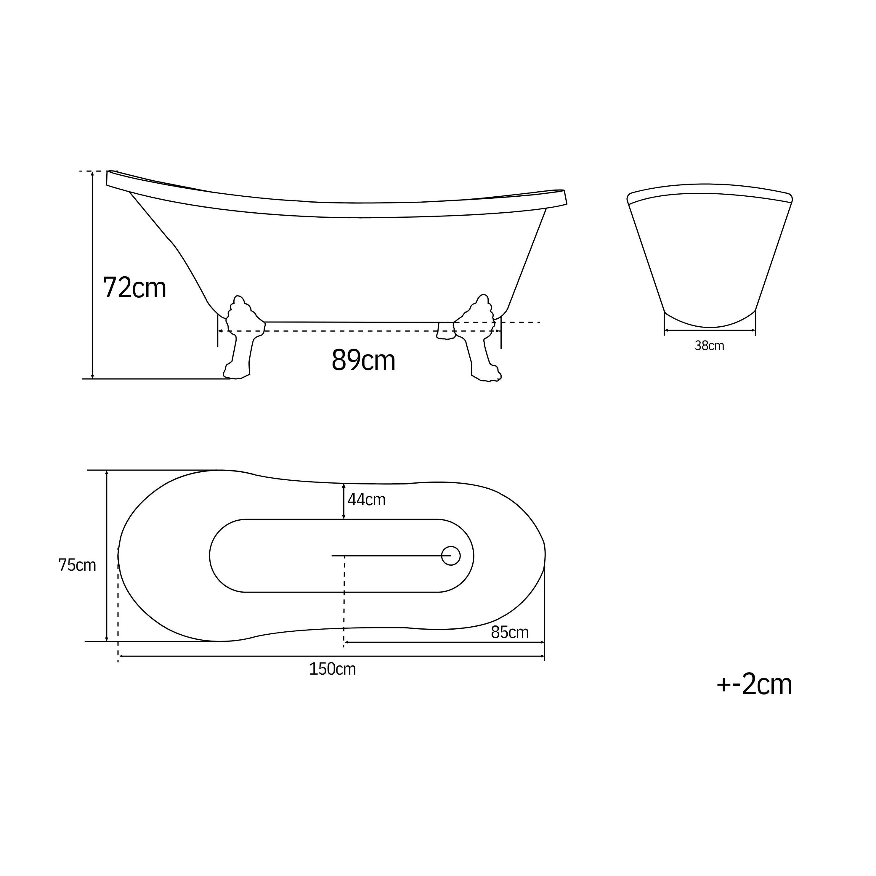 WANNA WOLNOSTOJĄCA ISABEL AKRYLOWA RETRO 150 X 75 BIAŁA, NOGI CHROM