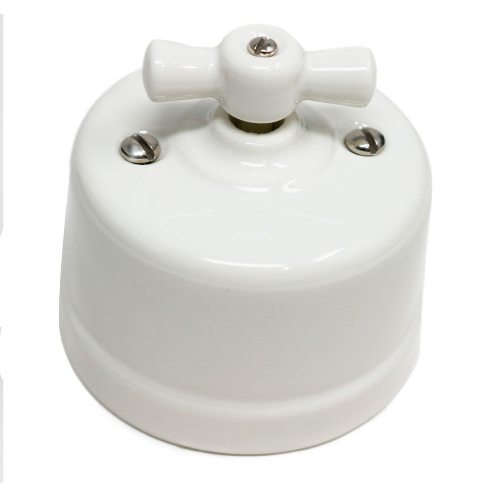 Interruptor Conmutador Vintage Retro Porcelana Blanca Instalaci n 