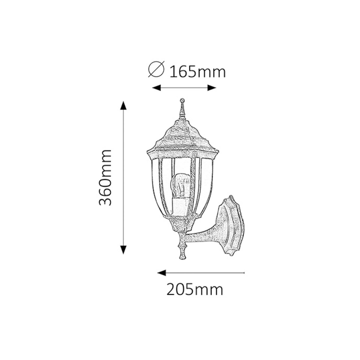 Lámpara De Pared Exterior Rabalux 8370 Milano – Dorado Clásico E27 IP43 – 41 Cm De Elegancia Y Protección