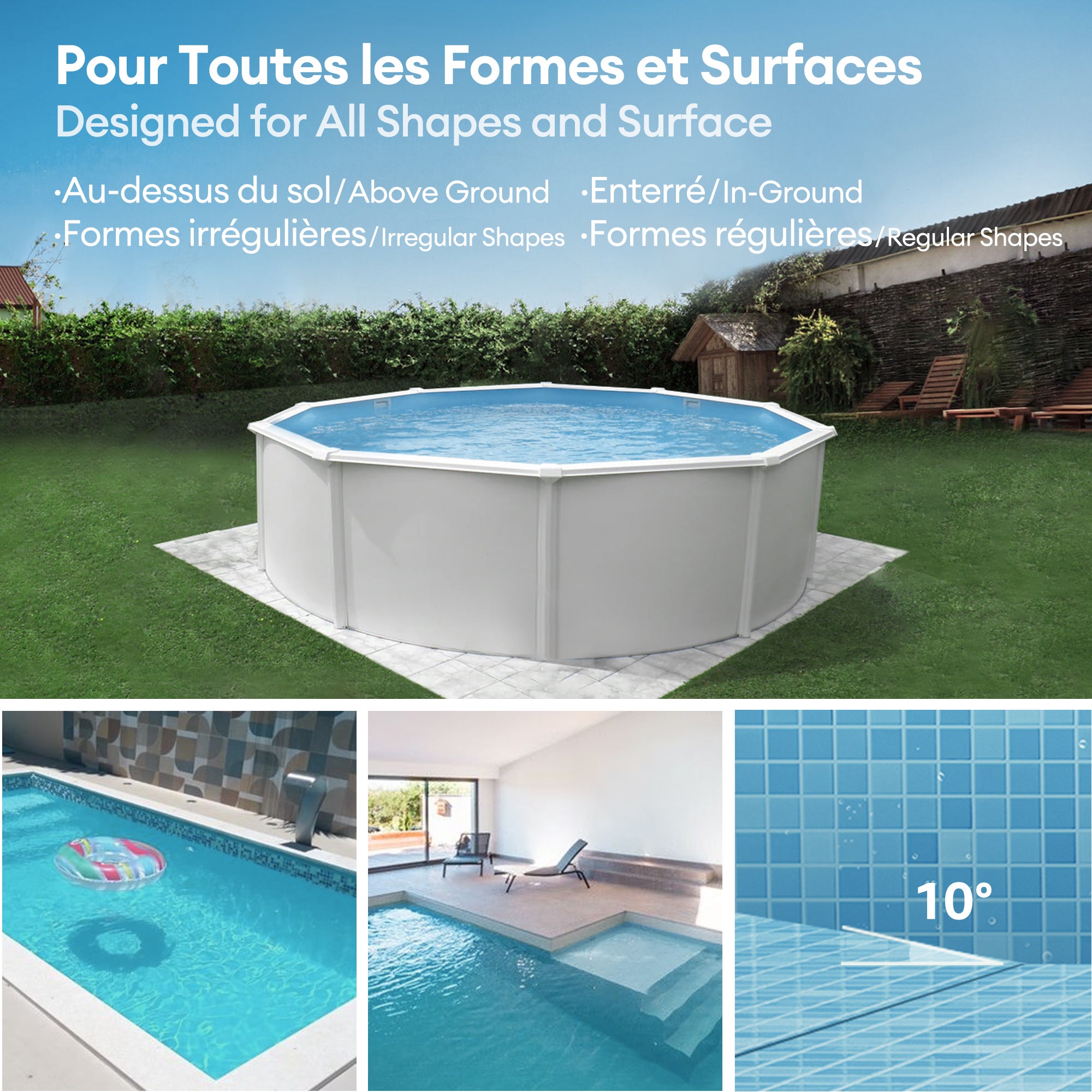 Robô de piscina sem fios Pooleco 10, ABS, Auto-Parking, 2,5 L, ideal para piscinas acima do solo com 80 m² , Dois motores - 8