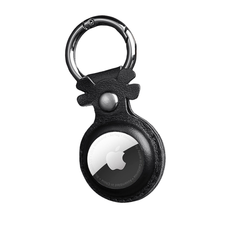 2 Étuis AirTag En Cuir Véritable Brun Et Noir - Porte-Clés Élégants Avec Protection Premium