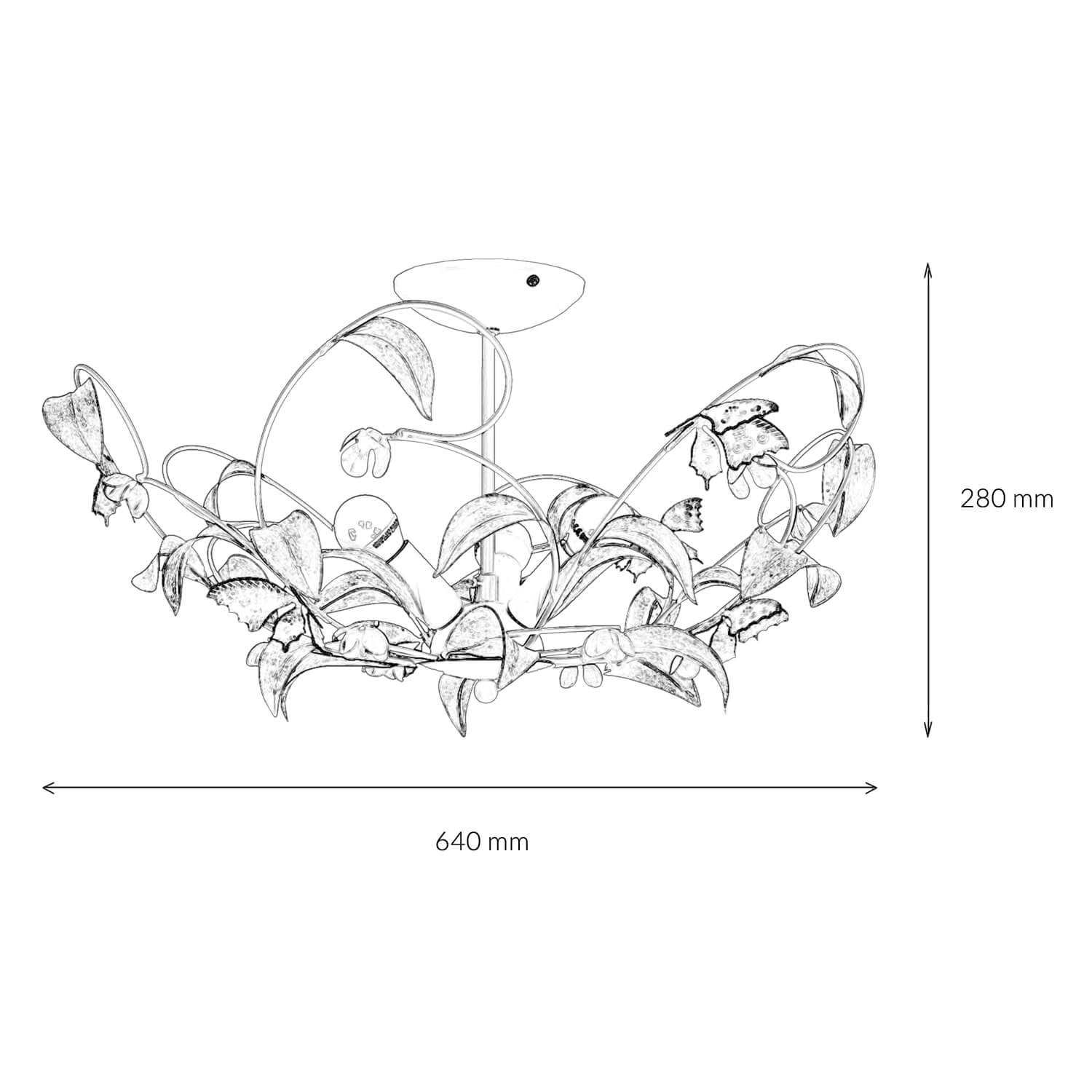 Lampa sufitowa Summer kremowo-zielono-różowa 3xE14x15W listki i motyle wym: 28 x 64 x 64 cm metal Luminex - 6