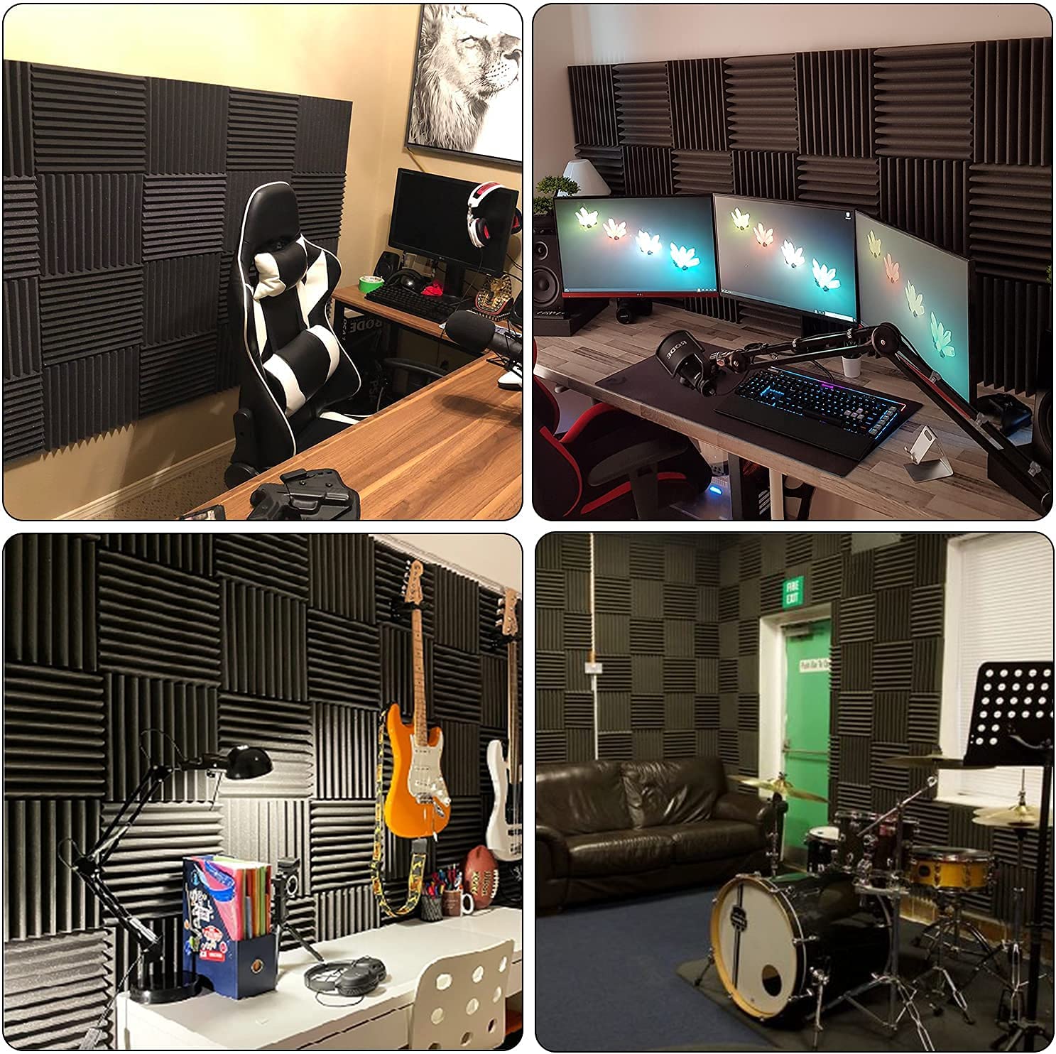 Paquete de 6 Paneles Acústicos, Paneles de Espuma Acústica 30 x 30 x 2,5 cm, Acolchado Insonorizado de Alta Densidad, Amarillo - 7