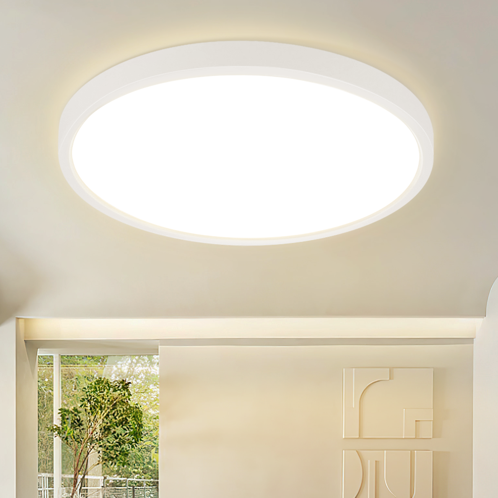 ZMH Okrągła lampa sufitowa LED, biała, 30 cm, 24 W, do łazienki, kuchni, sypialni i korytarza