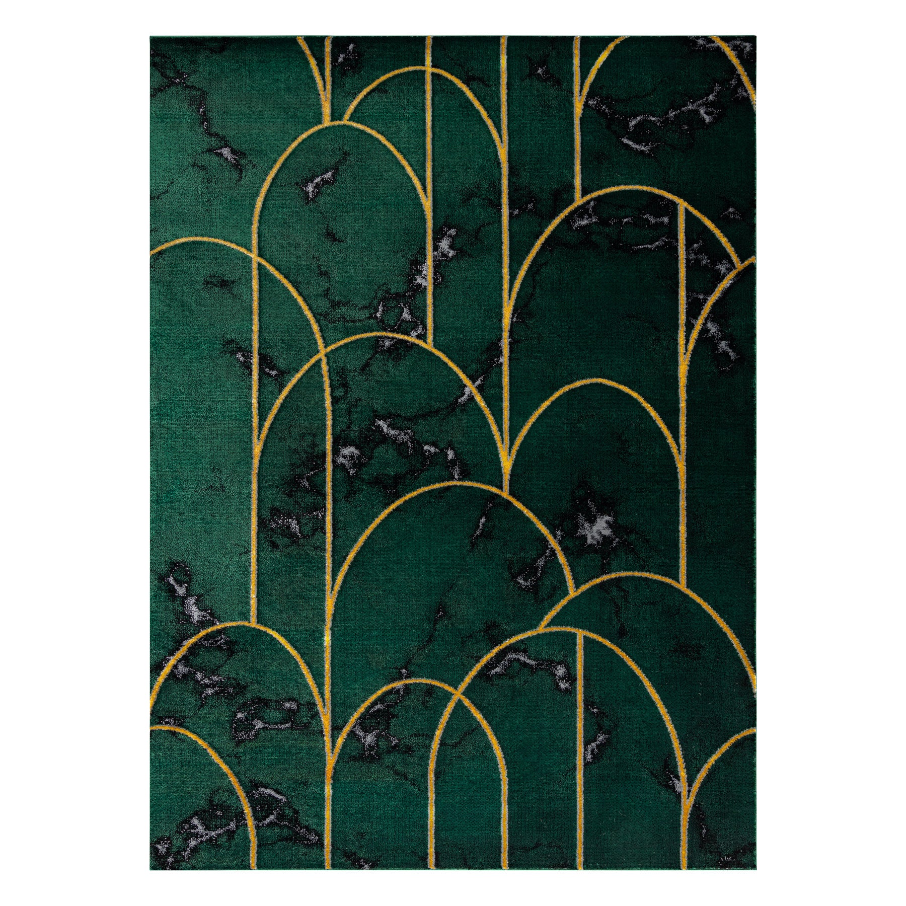 Dywan EMERALD ekskluzywny 1016 glamour, stylowy art deco, marmur butelkowa zieleń / złoty 140x190 cm - 3
