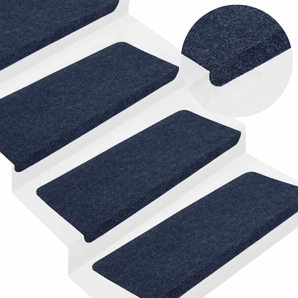Maison exclusive - alfombrilla autoadhesiva escalera 30 uds azul 65x24,5x3,5 cm