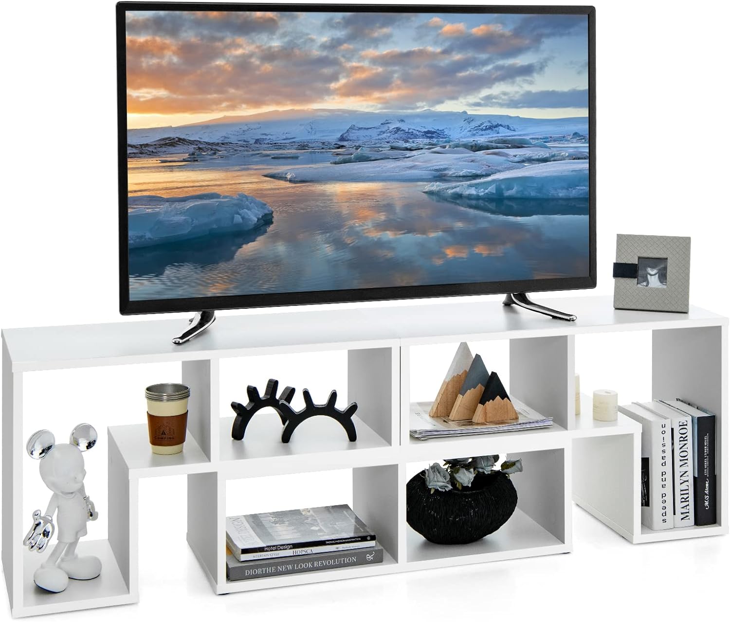 Meuble TV Moderne Avec éclairage LED RGB - 120x30x50 Cm - En Chêne Sonoma - Rangement Pour Console, DVD, Déco
