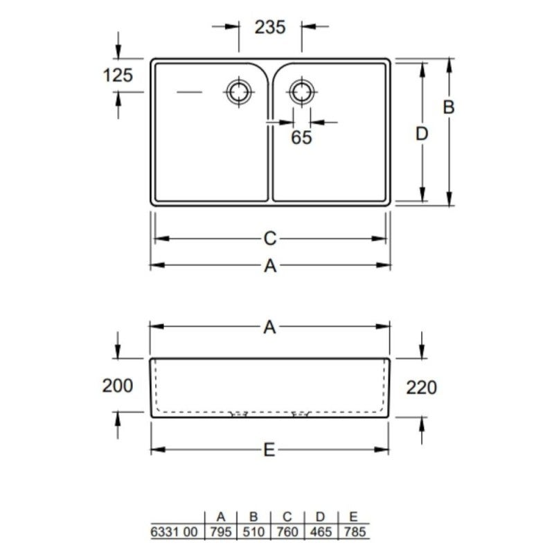 Evier 2 bacs blanc VILLEROY ET BOCH O Novo 22 x 79,5 x 51 cm avec trop-plein - 4