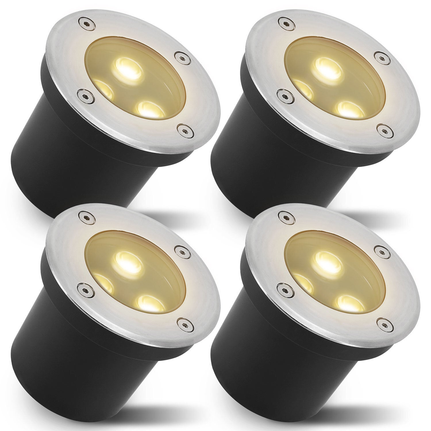 4x Oświetlenie podziemne IP65 3W Reflektor do wkopania na zewnątrz Latarnia ogrodowa Oświetlenie krajobrazowe do wkopania Białe LED do ogrodu