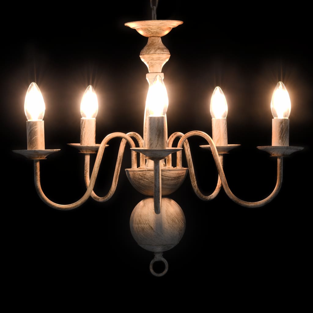 vidaXL Lustre Blanc antique 5 ampoules E14 - 2