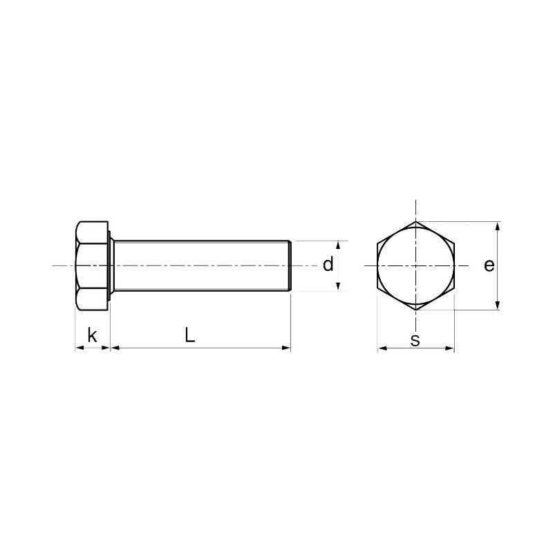 Vis à métaux tête hexagonale inox A2 classe 8.8 DIN 933 16X120 boîte de 25 ACTON 6210116X120 - 2
