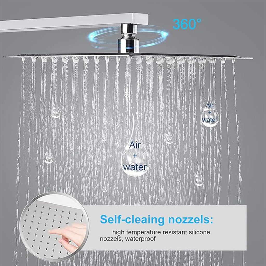 Aica Kit doccia doppia testa, con rubinetto doccia termostatico e doccia quadrata, colonna doccia regolabile in altezza - 3