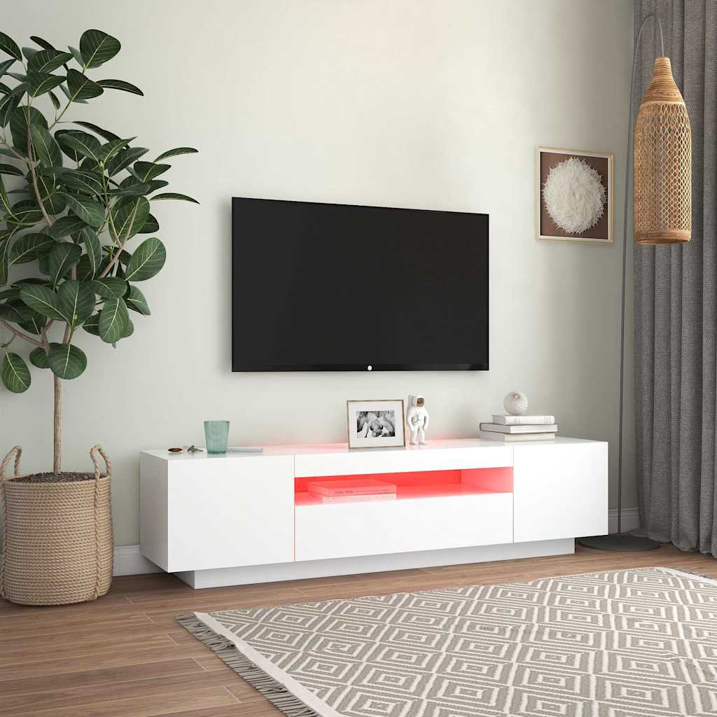 vidaXL Móvel de TV com luzes LED 160x35x40 cm branco - 3