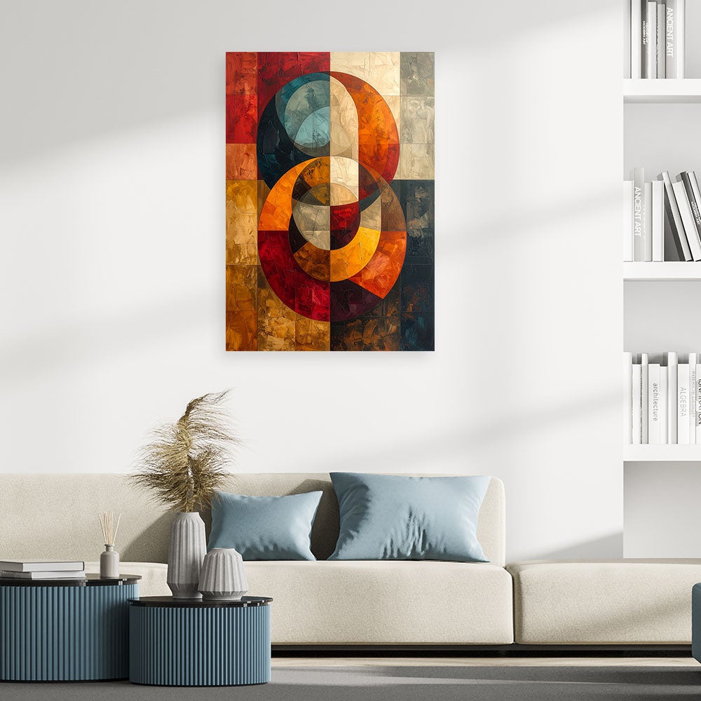 Obraz do salonu sypialni, Abstrakcyjna Sztuka Geometryczna w Odcieniach Ziemi 70x100 - 2