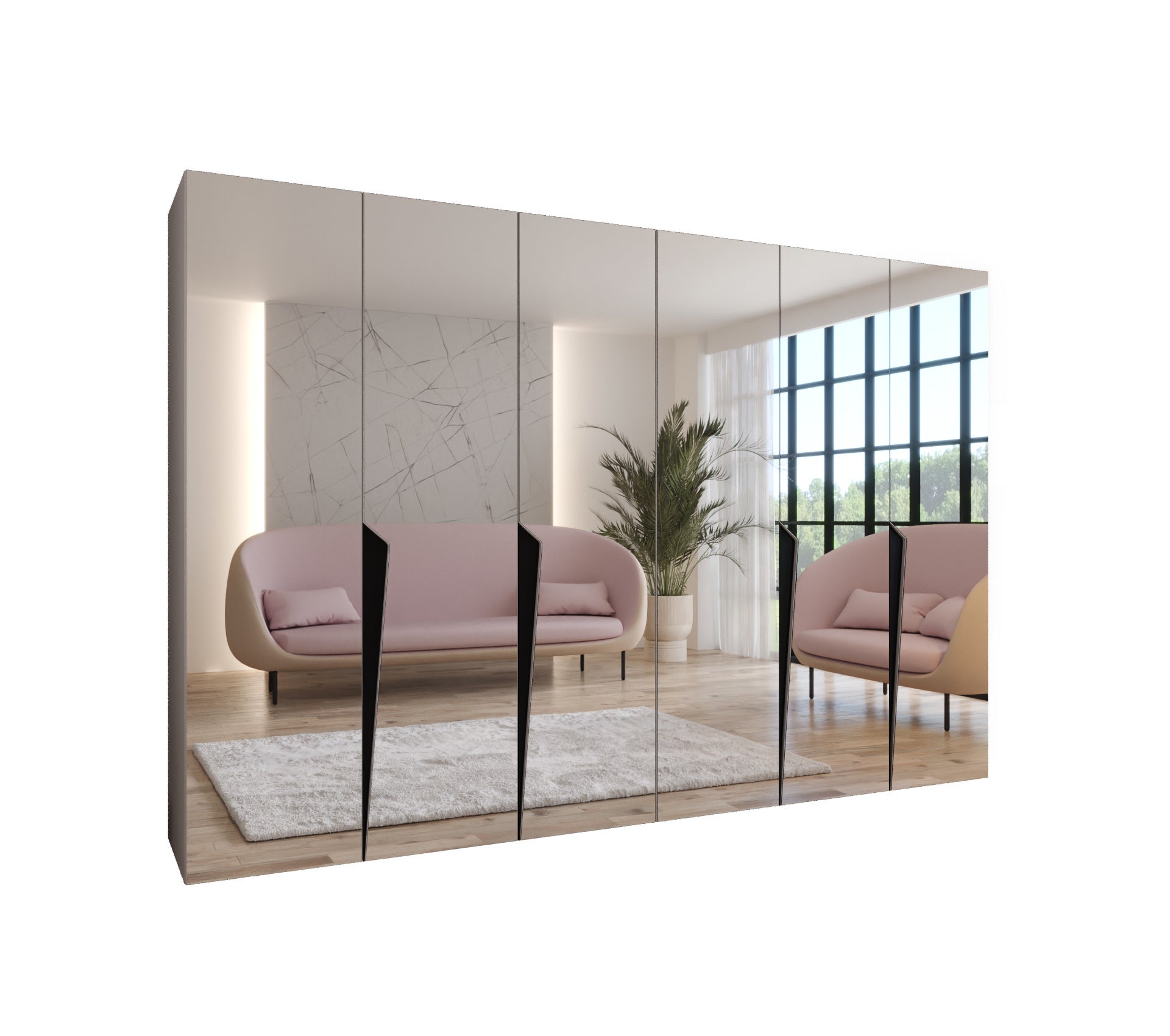 Szafa uchylna otwierana Piano 3 300 (150x2) x 52 x 202 cm kaszmir + u. Czarny Abiks Meble