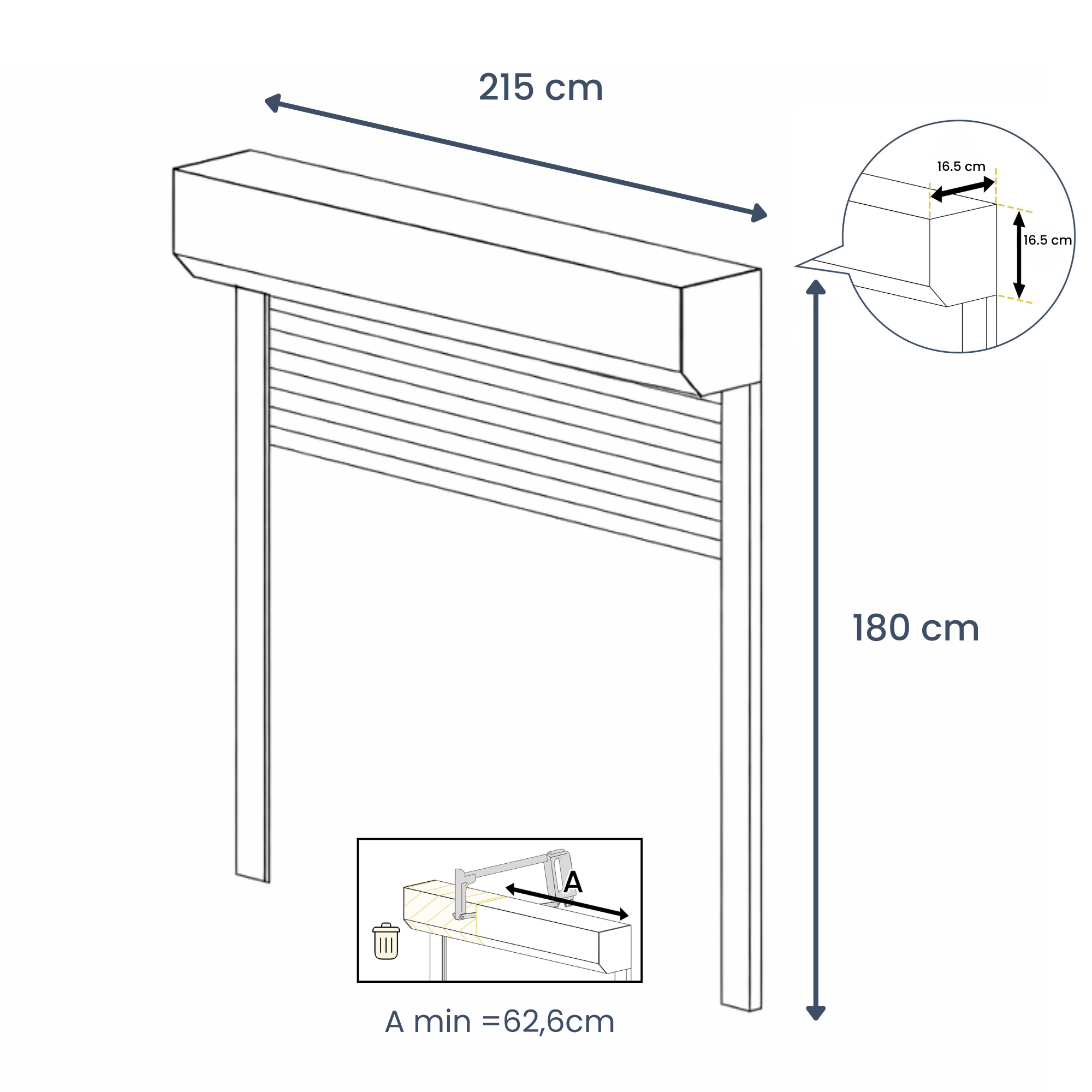 Volet roulant électrique alu. isolé motorisé filaire - Recoupable - H.215 x l.180 cm - Blanc - 4