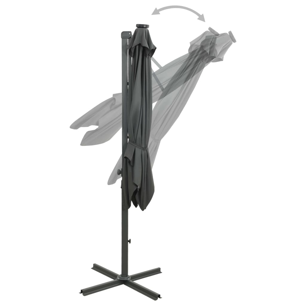 Parasol déporté avec mât et lumières LED Anthracite 300cm - 8