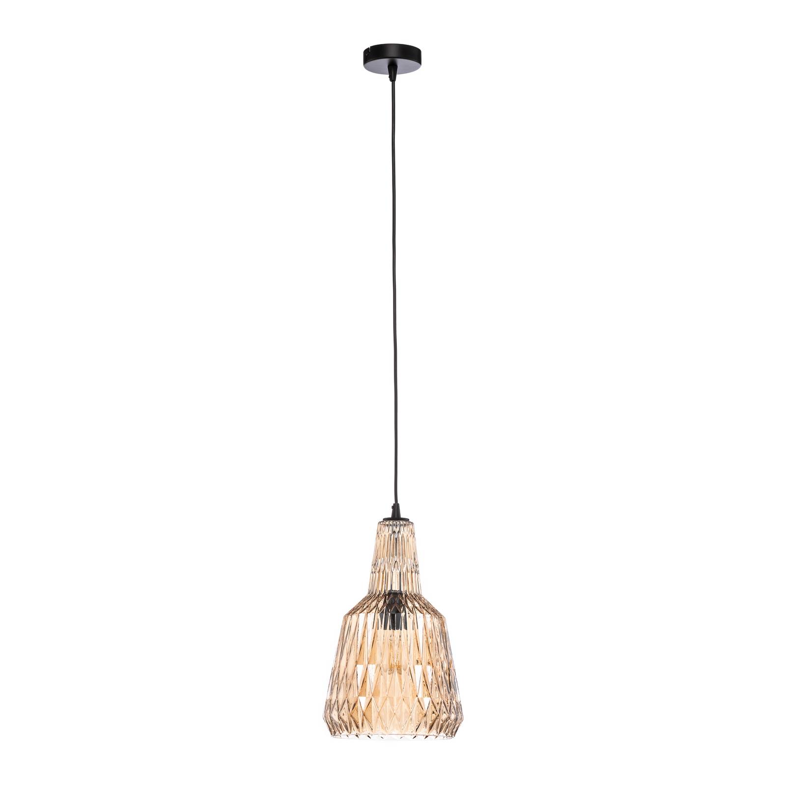 Lindby suspension Belarion, ambre, verre, Ø 23 cm, Suspension Luminaire
