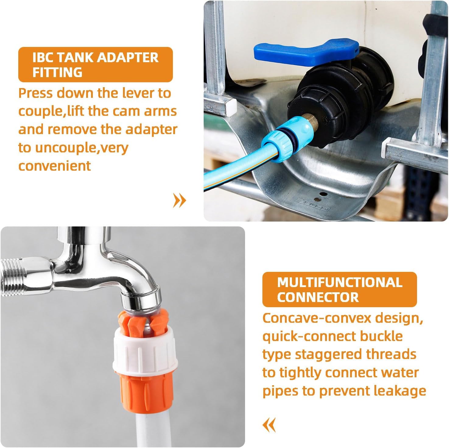 2x Couvercle de réservoir IBC avec raccord 1/2