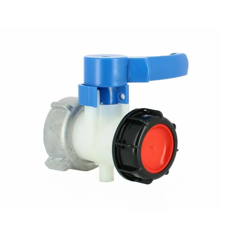 Kran do zbiornika IBC 1000 l S60x6, wąż do zbiornika IBC, złączka do kranu ogrodowego, zbiornik 1000 l z pokrywą 3/4 cala i adapterem