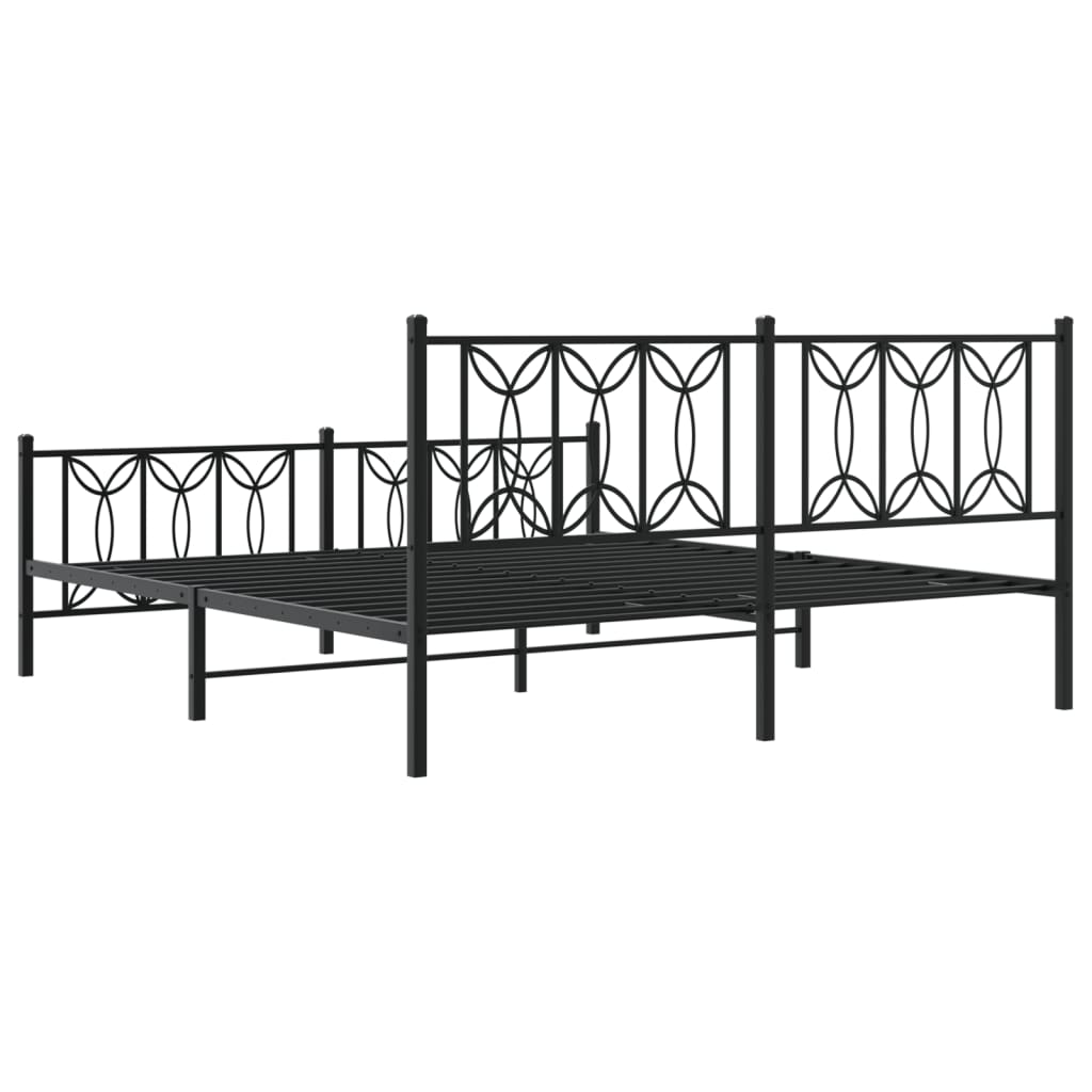 Cadre de lit métal avec tête de lit/pied de lit noir 183x213 cm - 6
