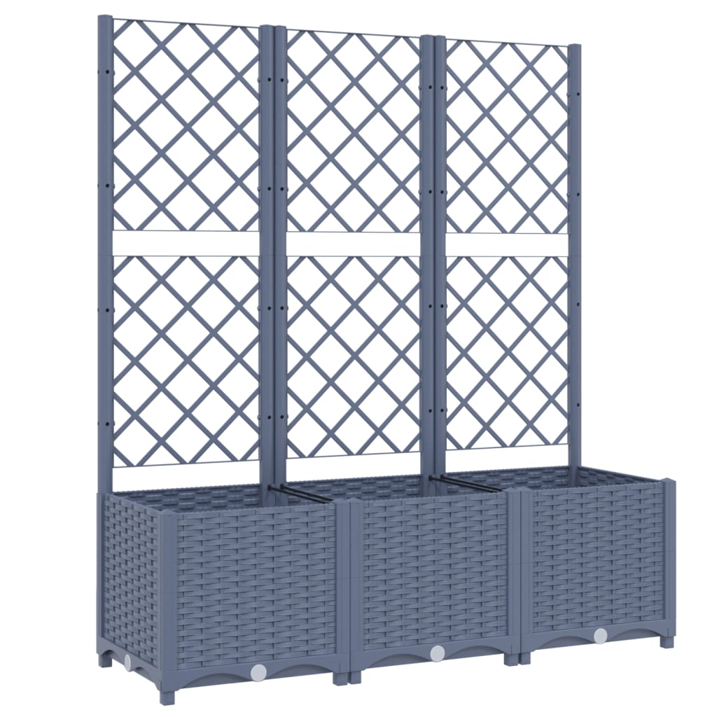 Maison Exclusive - Vaso/floreira jardim c/ treliça 120x40x136 cm PP cinzento azul - 2