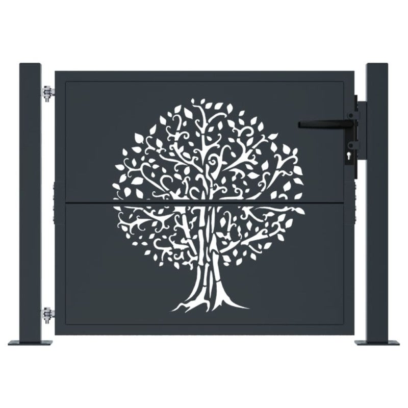 Portail de jardin anthracite 105x80 cm acier conception d arbre - 3