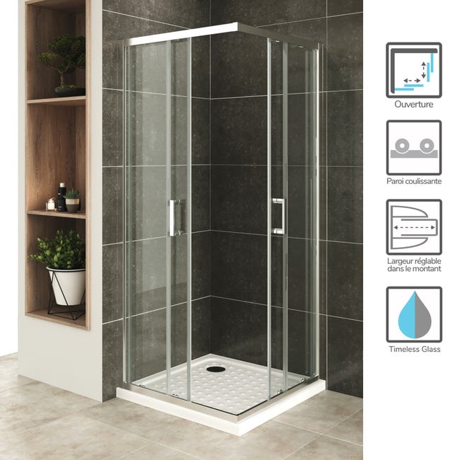Cabine douche d'angle 180 cm avec portes de douche coulissantes Cabine douche d'angle 180 cm avec portes de douche coulissantes