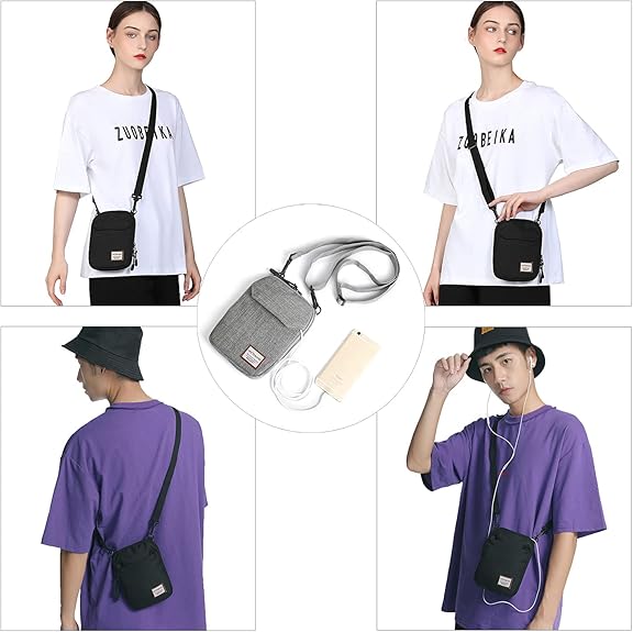 Petit sac bandoulière pour homme, mini sac à bandoulière, peut contenir un téléphone portable et un passeport, gris. - 3