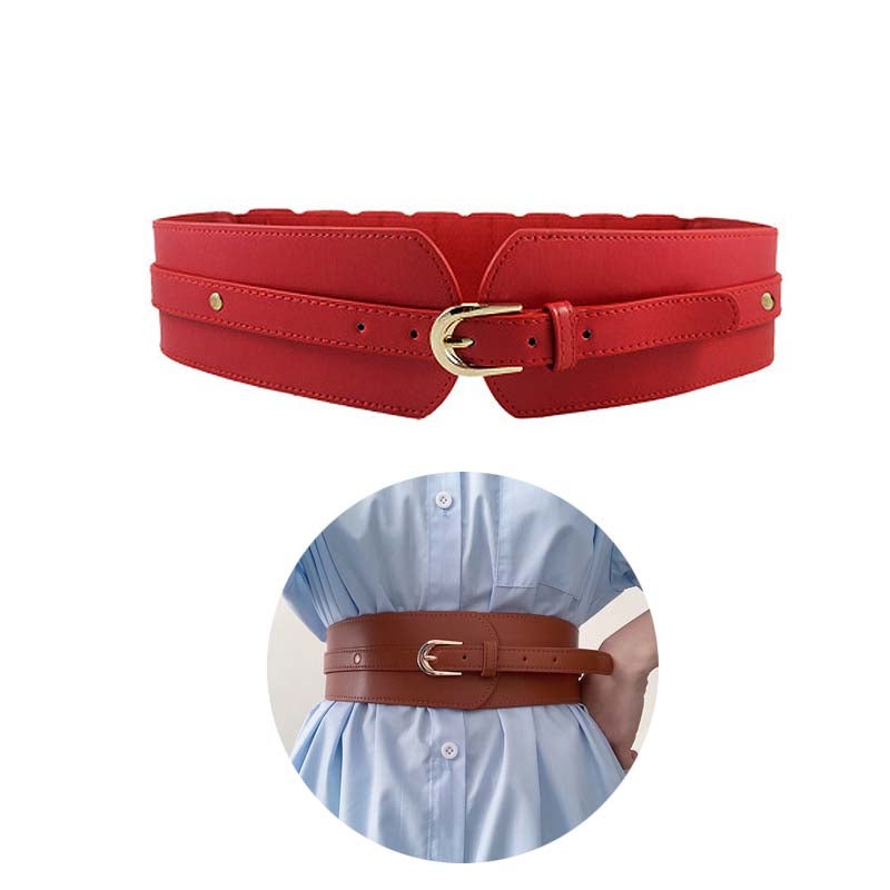 Czerwony pasek ze sprzączką metalową z regulacją, klasyczny i elegancki design, idealny do biura, na czas wolny, do codziennego użytku i na wydarzenia