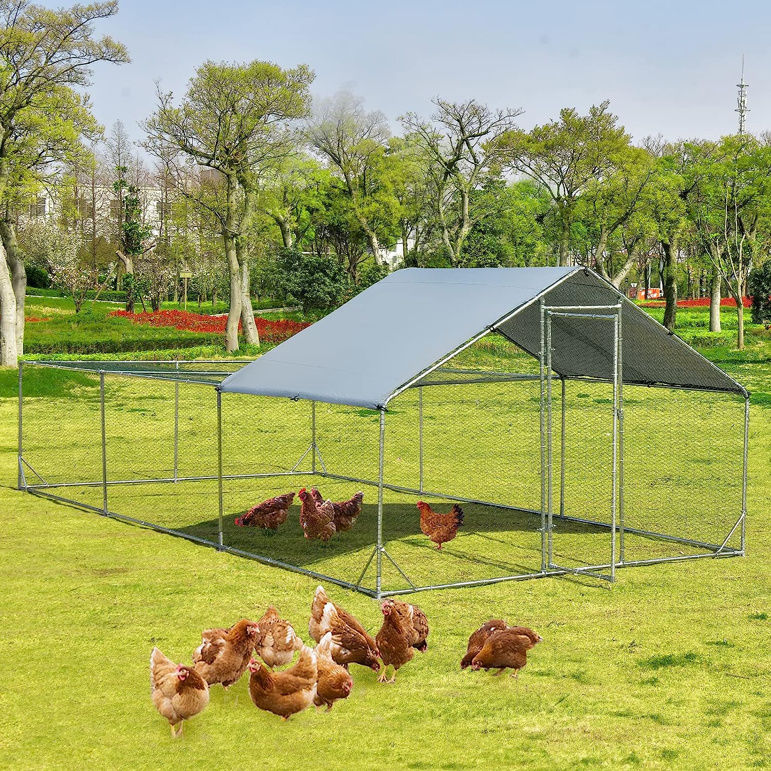 Kurnik dla kurników z wolnym wybiegiem, 3 x 6 m, 18 m², domek dla kurników z dachem, wybieg dla kur, dla kur, małych zwierząt, zajęcy