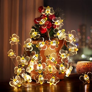 Luci Solari Da Giardino A Forma Di Ape In Resina: Statuetta Decorativa Di Benvenuto 28,5x13x10 Cm. Illuminazione Notturna A Energia Solare, Resistente Alle Intemperie.